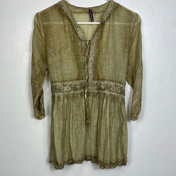 Sacred Threads Boho Cotton Silk 3/4 Sleeve Tunic Top Free Size - Picture 1 of 7